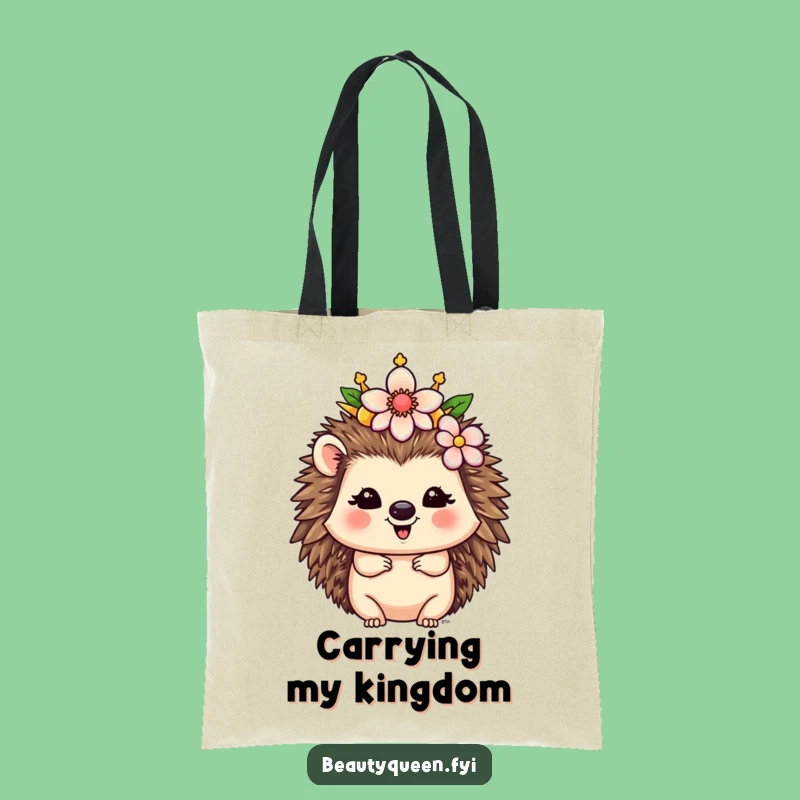 Funny Hedgehog Queen Tote Bag: Whimsical Royal Accessory Gift