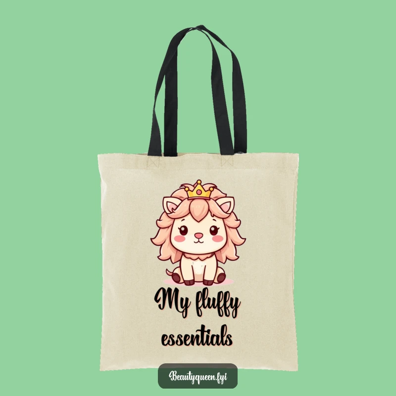 Funny Tote Bag: Cheerful animal fluffy mane and crown, carry your crown