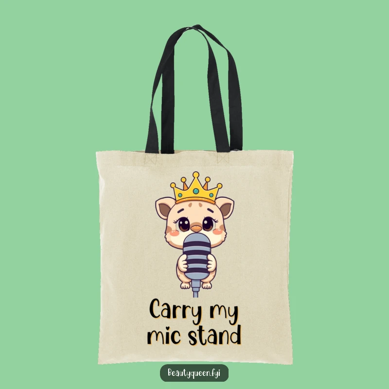 Funny Tote Bag: Curious animal crown askew microphone, carry your mic