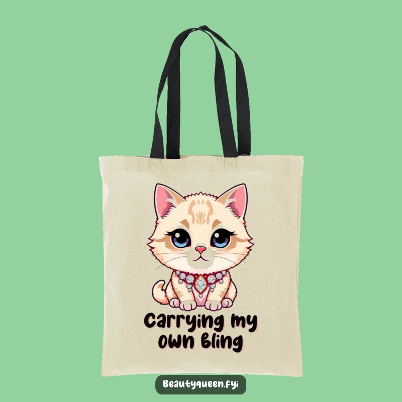 Funny Tote Bag: Majestic Cat & Glittering Collar, Carry Your Style, Funny Gift!
