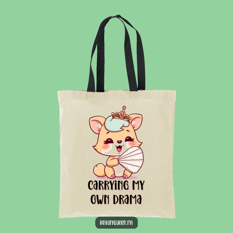 Funny Tote Bag: Playful animal tiara fan giggles, carry your humor in style